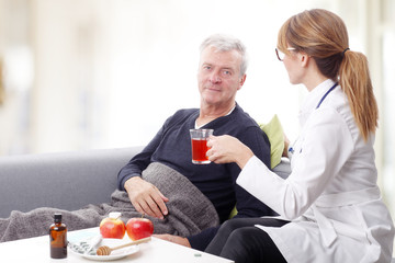 Caregiver and old patient