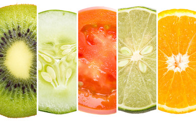 five of tropical fruit, close up