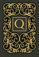 Vintage floral frame - monogram design