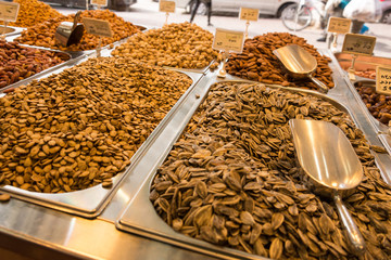 Nuts and seeds in a store