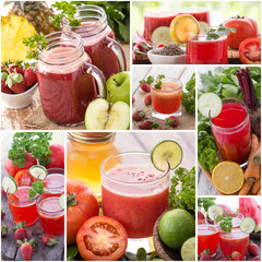 Various juices from mix tropical fruit