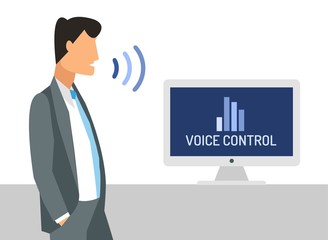 Voice control vector illustration. Smart computer