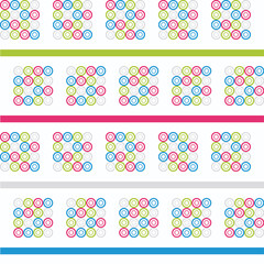 Seamless decorative vector background with stripes and circles