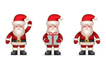 Cartoon Santa Claus Toy Character  icons Set Isolated Vector Illustration