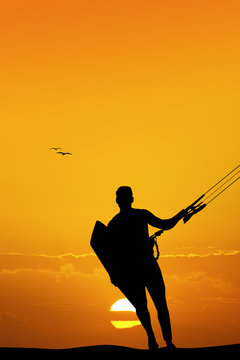 kite surf at sunset