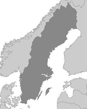 Karte von Schweden - Grau