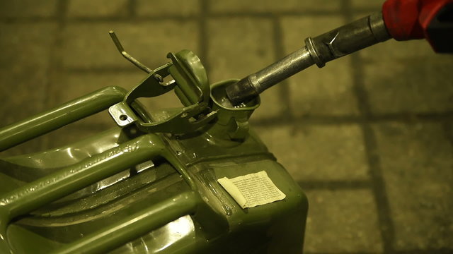 Fuel gas petrol diesel pump into jerrycan