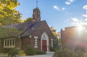 Old Vintage Backlit Toronto Church in a West City Neighborhood