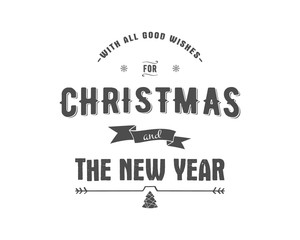 Merry Christmas lettering. Wishes Vector clipart for Holiday season cards, posters, banners, flyers and photo overlays. Hand drawn typography elements. Monochrome. Isolated on white background