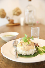 Obraz na płótnie Canvas Thai food gourmet steamed chicken with rice