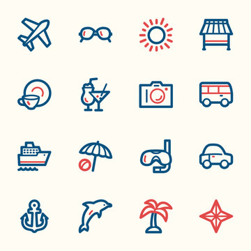 Vacation web icons set