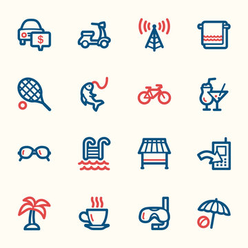 Vacation web icons set