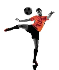 Foto op Canvas Soccer player Man Isolated silhouette © snaptitude