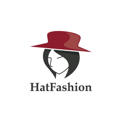 Beauty Girl with Hat Icon Logo