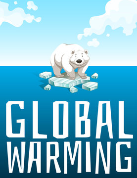 Global warming theme with polar bear
