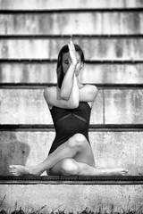 Fototapeta na wymiar Young woman is practicing yoga 