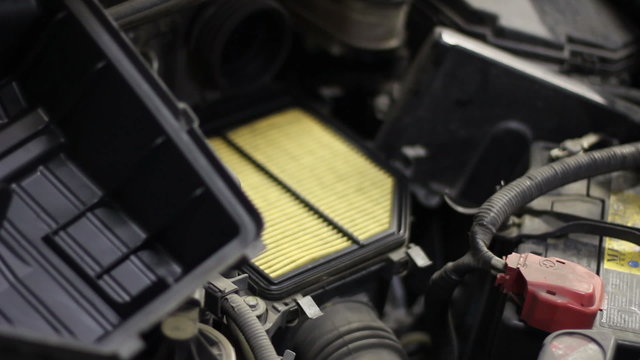changing of air filter at the car  service station