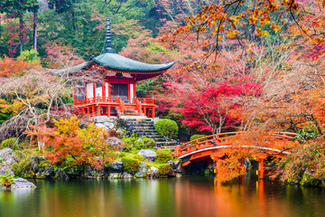 Kyoto, Japan bij Daigoji-tempel in de herfst.