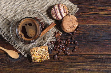 Different cookies and coffee