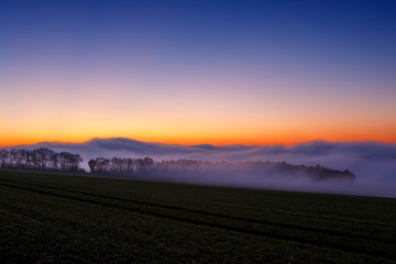 Obraz premium Foggy Sunset in Wintertime