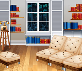 Studyroom with sofa and books