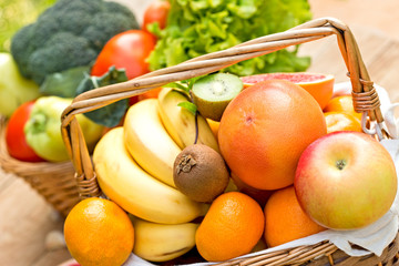 Fruits in wicker basket - close up