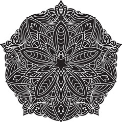 Abstract vector black lace design - five-finger mandala, ethnic