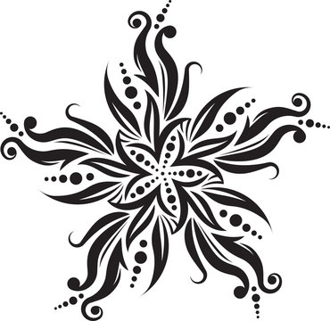 Abstract vector black lace design - five-finger mandala, ethnic