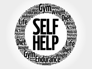 Obraz premium Self Help circle word cloud, health concept