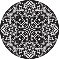 Abstract vector black round lace design - mandala, ethnic decora