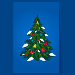 Decorated Christmas Tree, Vector 