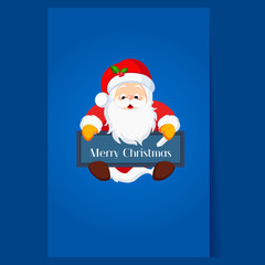 Christmas Santa Claus holding a Chalkboard. Vector