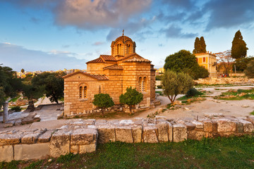 Greek church in the site of the ancient Agora in Athens, Greece