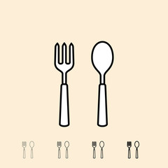 Vector icons of spoon and fork
