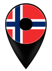 Map Pointer mit Flagge, Norwegen