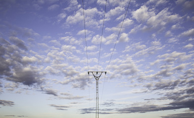 Clouds electrical tower
