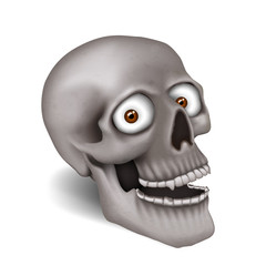 calavera 3d con ojos y boca abierta sobre fondo blanco