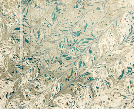 brown ebru with green