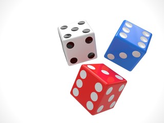 three dices on white