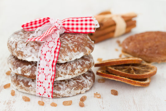 cookies on white wooden background