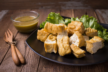 Fried bean curd eaten on the back dish