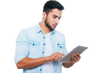 Man with digital tablet. 