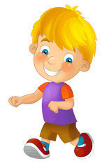 Cartoon boy waking isolated - illustration for the children