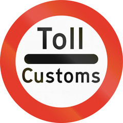 Norwegian regulatory road sign - Stop for customs