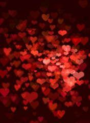 Red bokeh heart abstract background