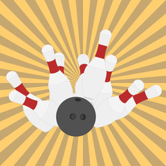 Bowling ball and pins
