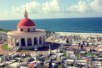 View of El Morro Fortress from cemetery in Old San Juan
