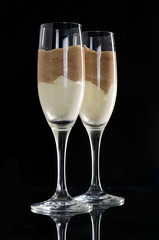 Dessert glasses with chocolate vanilla cream