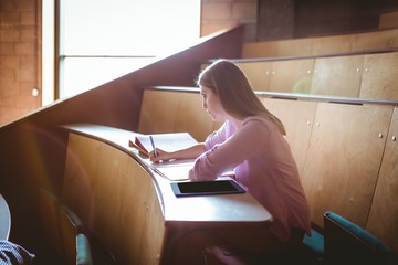 Mature student in lecture hall