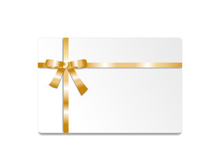 Elegant gift voucher with golden ribbon - obrazy, fototapety, plakaty